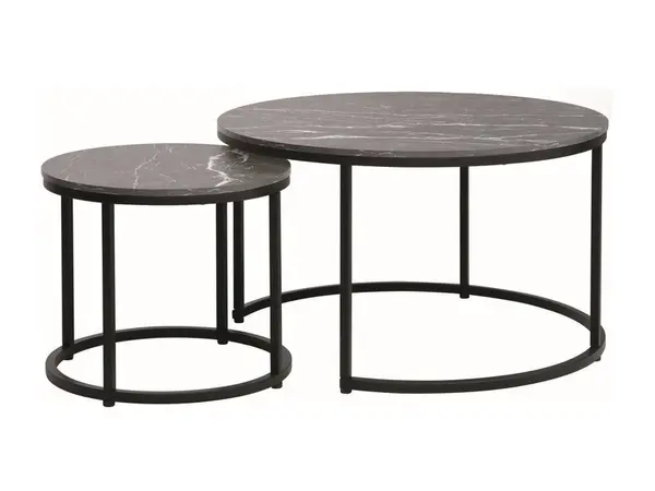 Set mese de cafea Dion - Marmura neagra/Negru mat