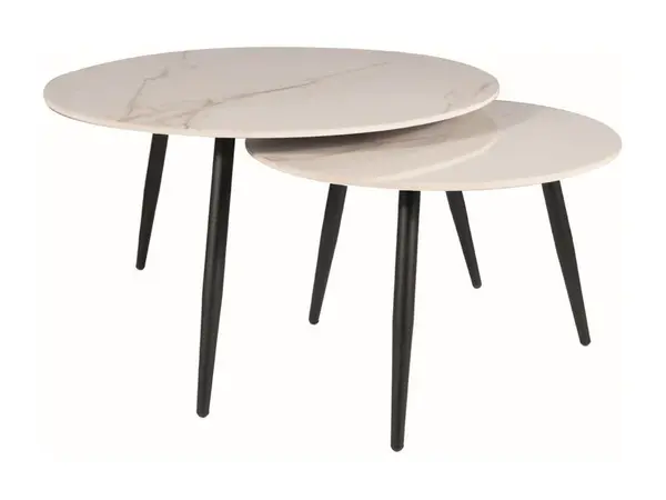 Set mese de cafea Kora D – marmura alba/negru