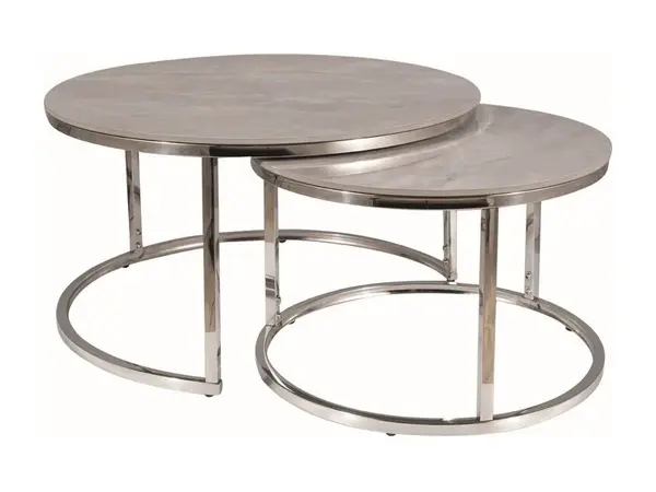 Set mese de cafea Portafino B marmura gri/crom ø80/ø60 cm