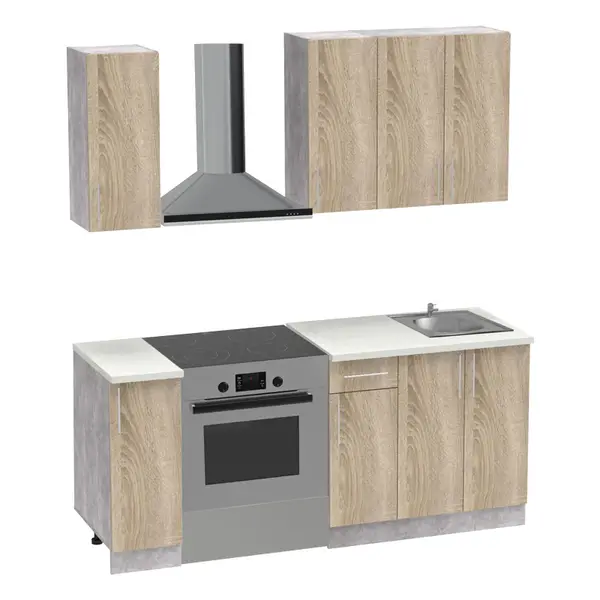 Set mobila bucatarie 4 buc Festa II, Sonoma, 120x60x85 cm