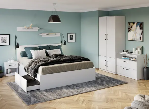 Set mobila dormitor complet alb - Adam 2
