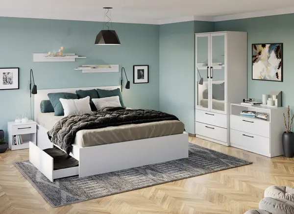 Set mobila dormitor complet alb - Adam 3