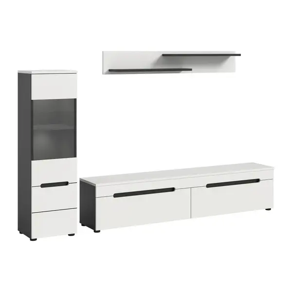 Set Mobilă Living, 3 piese, alb, 221/141/33 cm