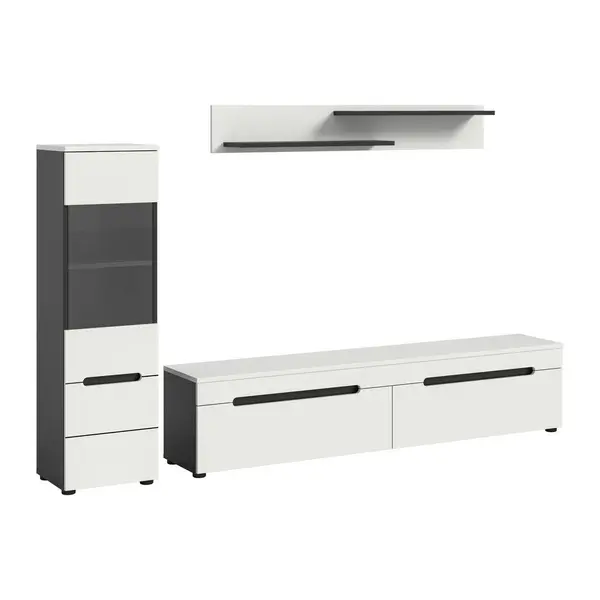 Set Mobilă Living, 3 piese, alb, 221/141/33 cm