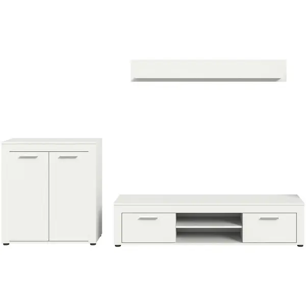 Set Mobilă Living, 3 piese, alb, 255/159/35 cm