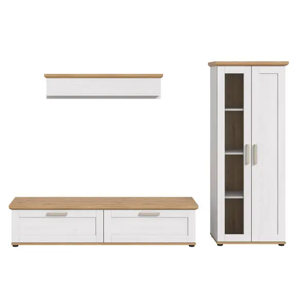 Set Mobilă Living, 3 piese, stejar Artisan, alb, 240/161/40 cm