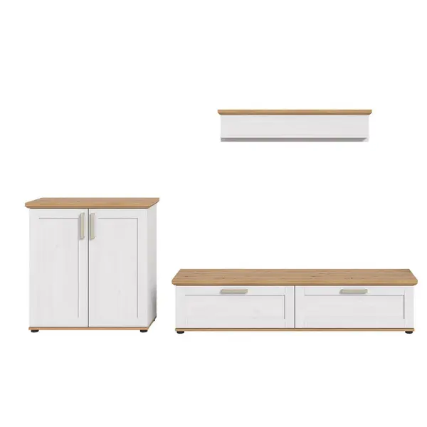 Set Mobilă Living, 3 piese, stejar Artisan, alb, 260/151/40 cm