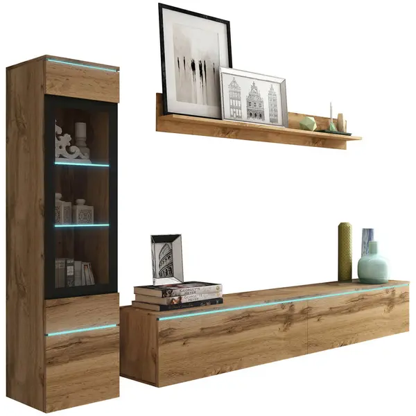 Set Mobilă Living, 3 piese, stejar Wotan,
