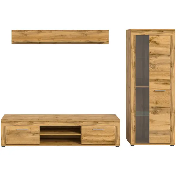 Set Mobilă Living, 3 piese, stejar Wotan, 235/159/35 cm
