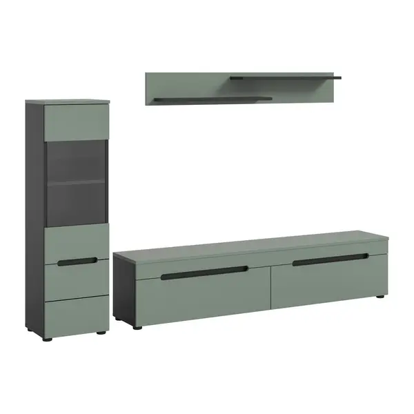 Set Mobilă Living, 3 piese, verde gazon, 221/141/33 cm