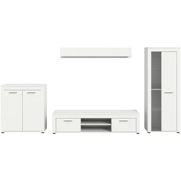 Set Mobilă Living, 4 piese, alb, 330/159/35 cm