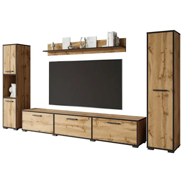 Set Mobilă Living, 4 piese, stejar Wotan, 240/130/31 cm