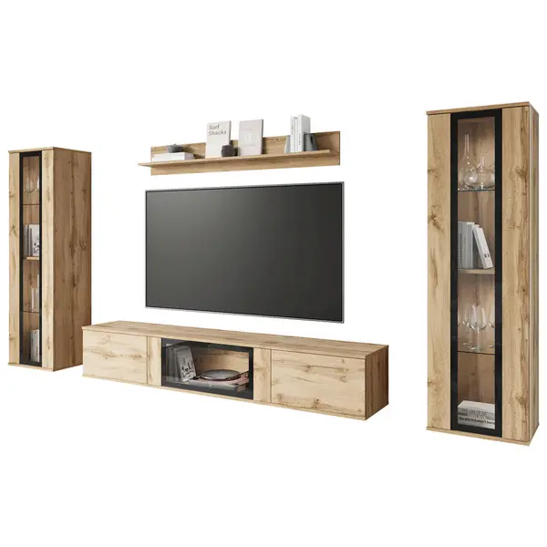 Set Mobilă Living, 4 piese, stejar Wotan, 262/141,9/33 cm