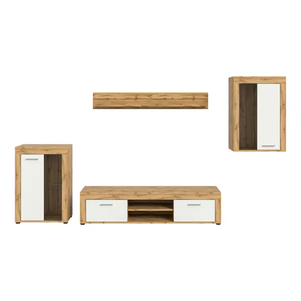 Set Mobilă Living, 4 piese, stejar Wotan, 310/169/35 cm