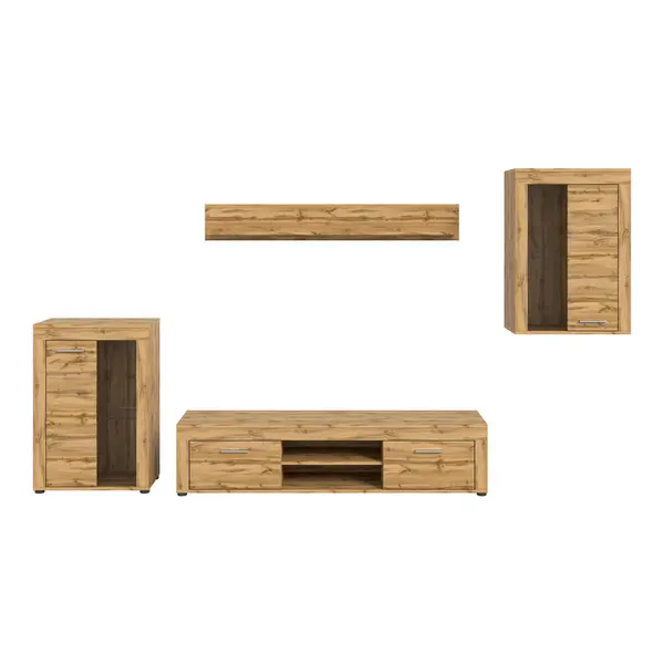Set Mobilă Living, 4 piese, stejar Wotan, 310/169/35 cm