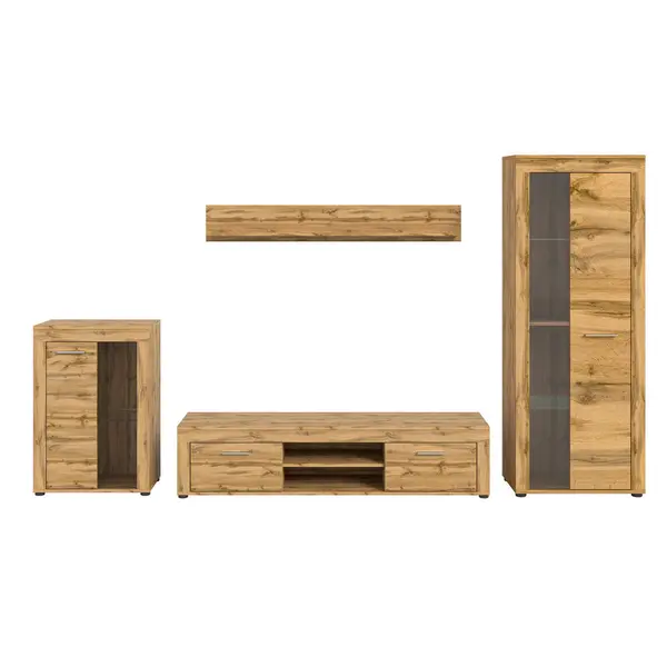 Set Mobilă Living, 4 piese, stejar Wotan, 310/169/35 cm