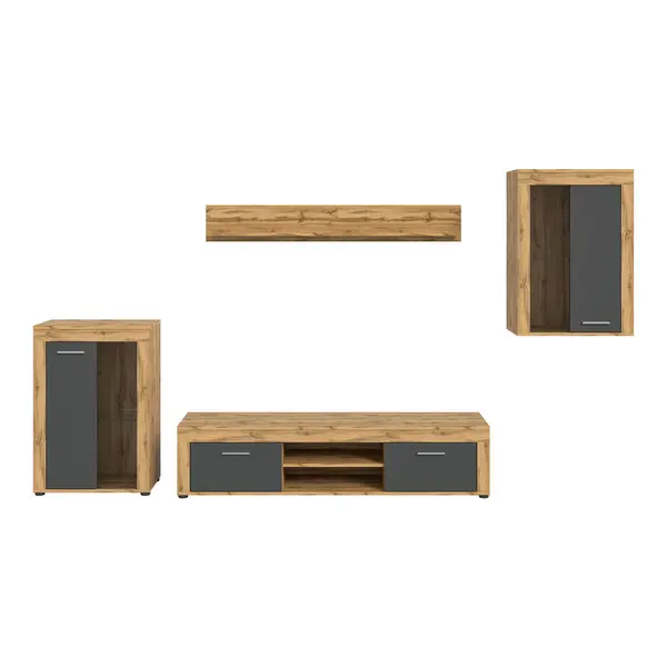 Set Mobilă Living, 4 piese, stejar Wotan, 310/169/35 cm