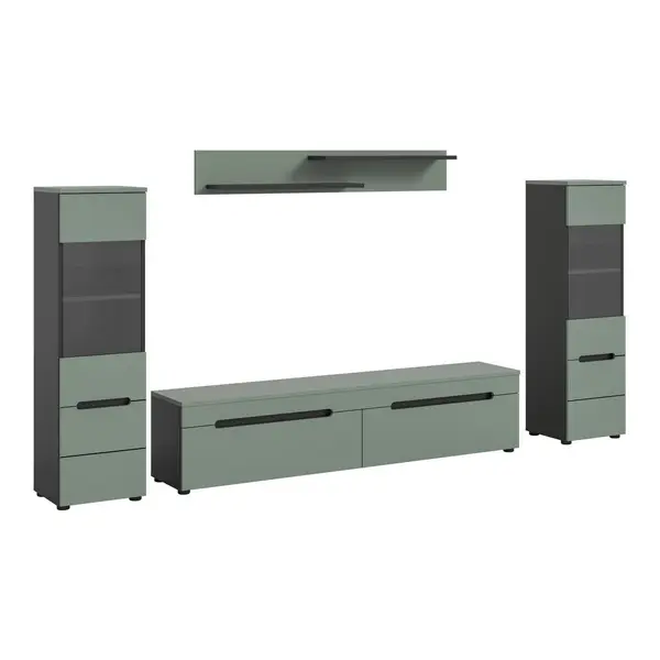 Set Mobilă Living, 4 piese, verde gri, 272/141/33 cm