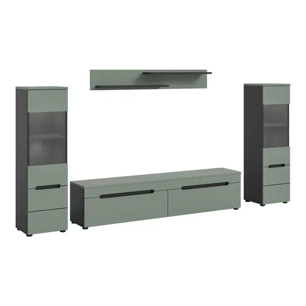 Set Mobilă Living, 4 piese, verde gri, gri, 272/141/33 cm
