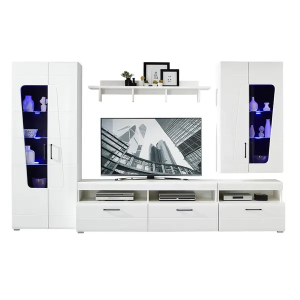 Set Mobilă Living, alb, 330/209/47 cm