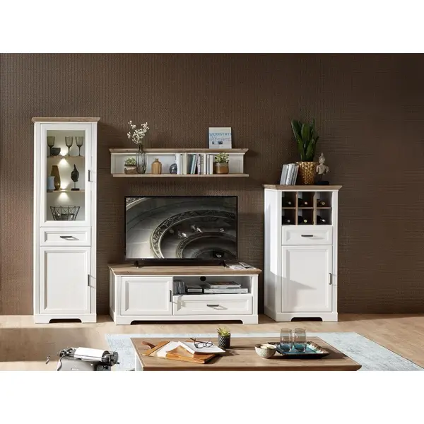 Set Mobila Living, culoare lemn stejar, 299/204/51 cm