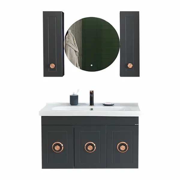 Set mobilier baie Dora suspendat 3 piese anthracite 100 cm