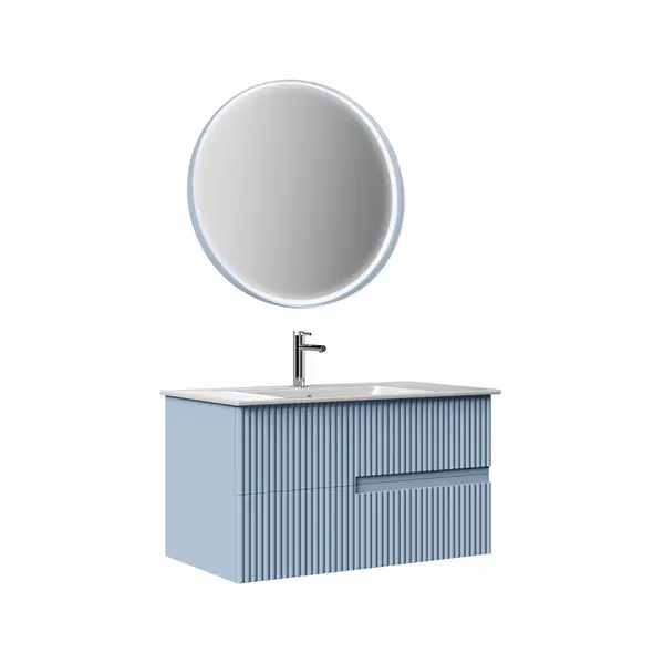 Set mobilier baie Orka Moonlight suspendat 3 piese albastru deschis 70 cm