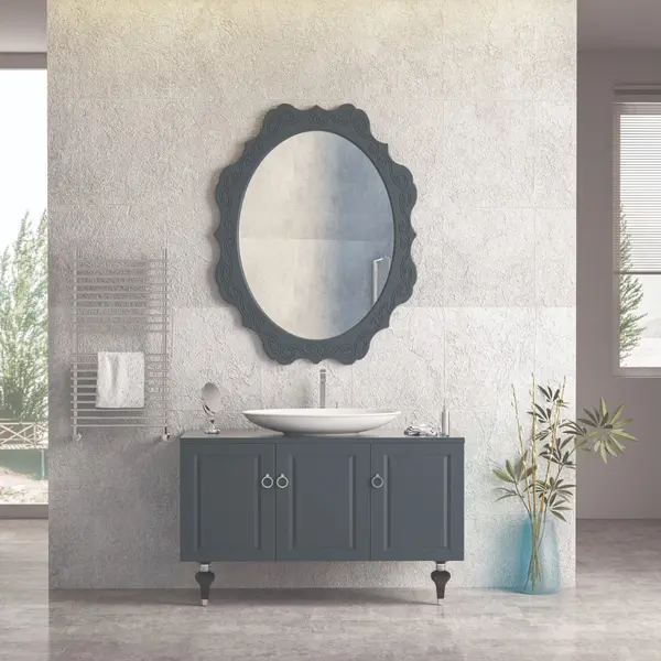 Set mobilier baie Palermo cu baza pentru lavoar oglinda 120 cm antracit