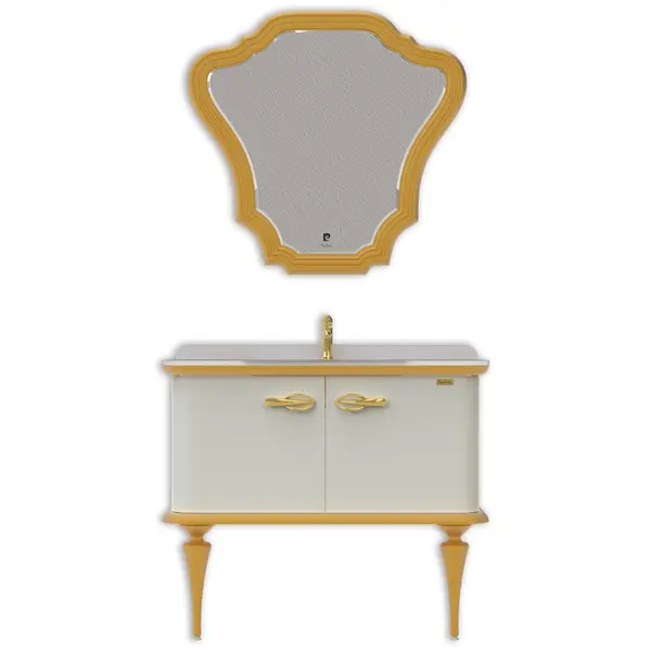 Set mobilier baie Pierre Cardin Angelica 3 piese alb perlat 101 cm