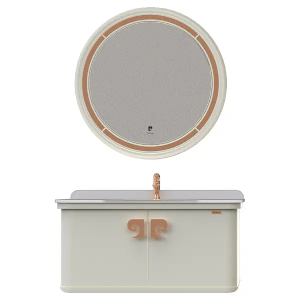 Set mobilier baie Pierre Cardin Eva suspendat 3 piese alb-aramiu mat 101 cm
