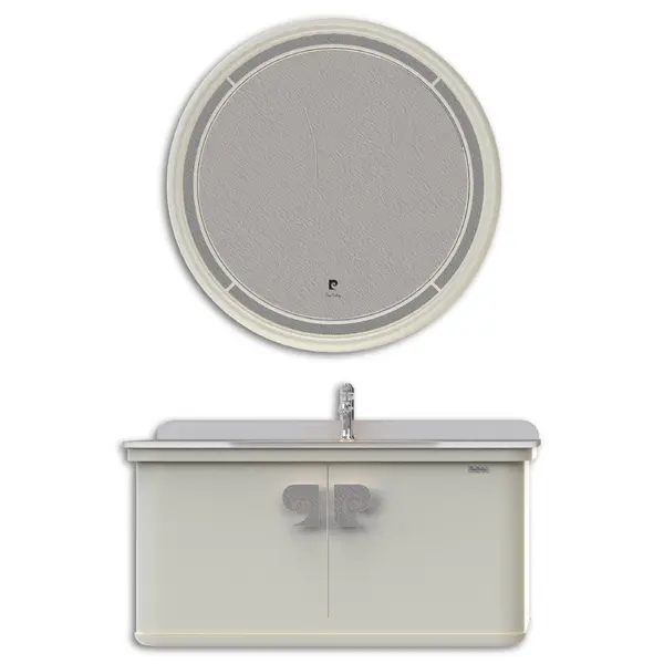 Set mobilier baie Pierre Cardin Eva suspendat 3 piese alb-argintiu mat 101 cm