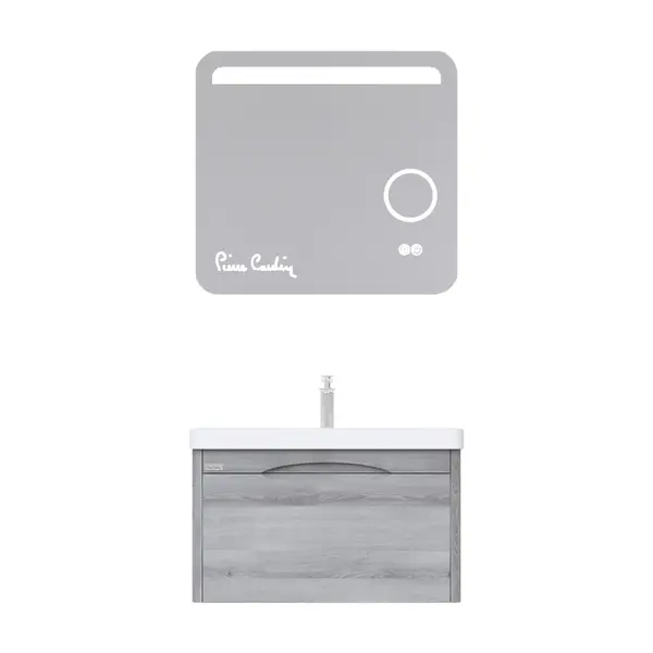 Set mobilier baie Pierre Cardin Pacific LED suspendat 3 piese tei gri 80 cm