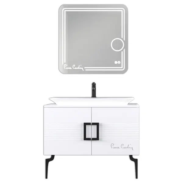 Set mobilier baie Pierre Cardin Sirius 3 piese alb-negru 100 cm