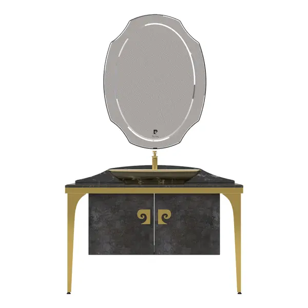 Set mobilier baie Pierre Cardin Venus 3 piese negru-auriu 120 cm