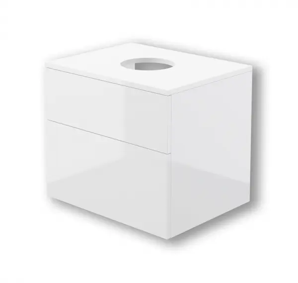 Set mobilier baie suspendat 60 cm cu blat inclus, alb lucios, Deante Prizma