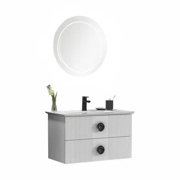 Set mobilier baie Vanity suspendat 3 piese alb 90 cm