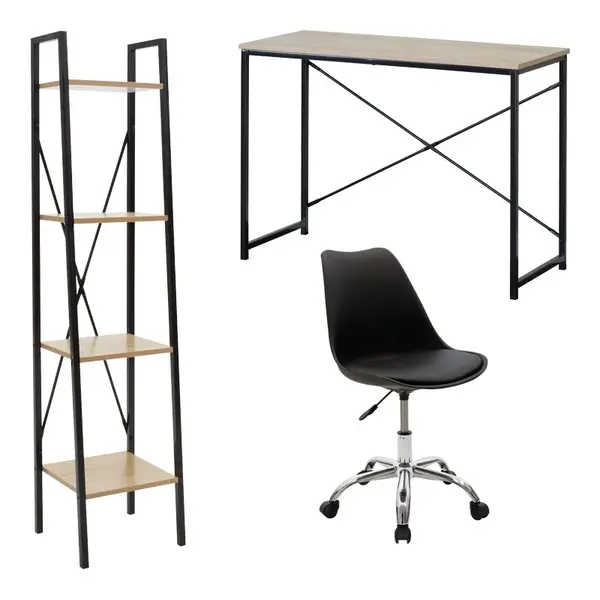Set mobilier birou 3 buc Uni Negru 100x48x72 cm