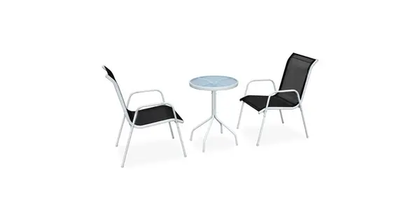 Set mobilier bistro, 3 piese, negru, otel