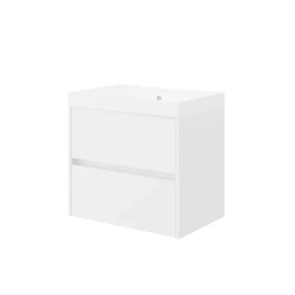 Set mobilier cu lavoar 60 cm, cu sertare soft close, alb, Fluminia Fiori