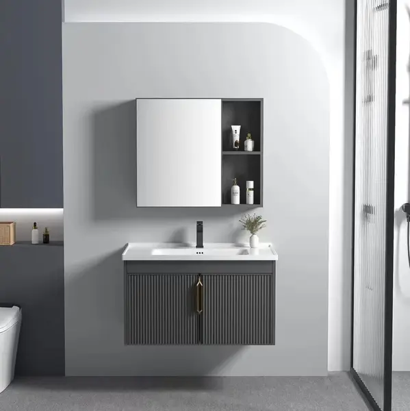 Set mobilier de baie cu lavoar Astor 60cm Grey