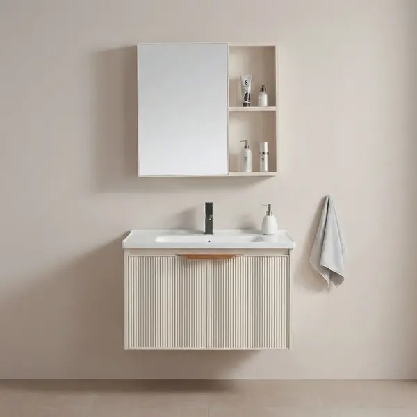 Set mobilier de baie cu lavoar Mario 60cm Beige