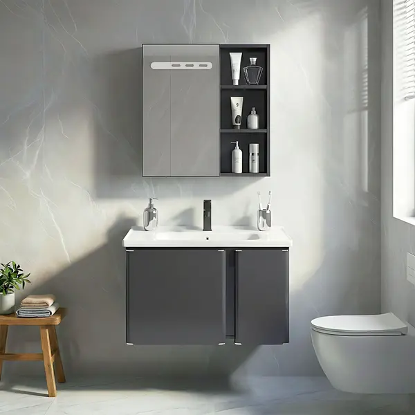 Set mobilier de baie cu lavoar Tula 60cm Grey