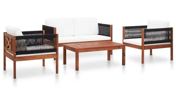 Set mobilier de gradina, 4 piese, lemn masiv de acacia
