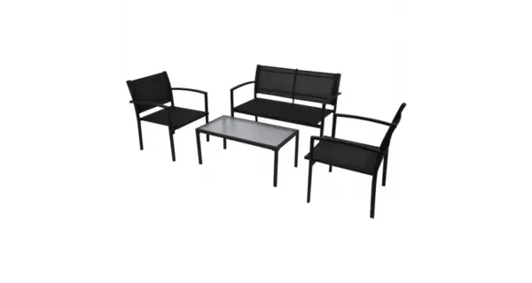 Set mobilier de gradina cu banca, 4 piese, negru
