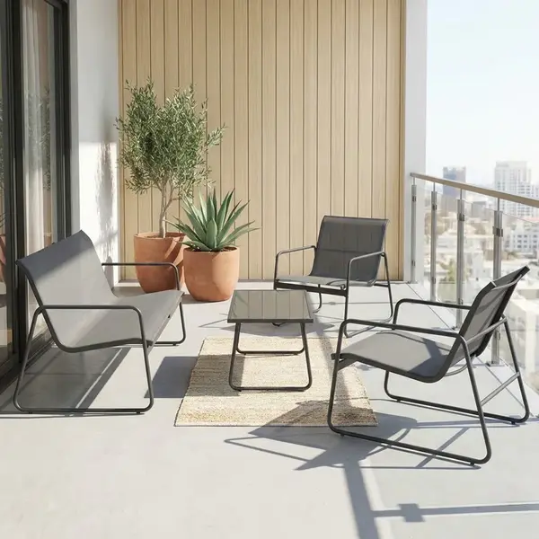 Set mobilier de grădină cu funcție outdoor Veranda, textilenă-metal, Antracit, 200x150x85 cm