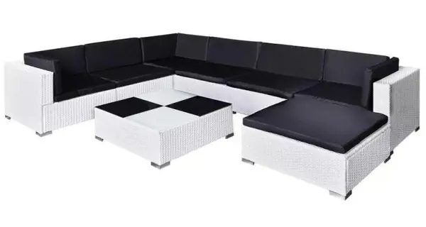 Set mobilier de gradina din poliratan 24 piese Alb
