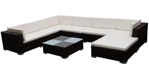 Set mobilier de gradina din poliratan 24 piese Maro