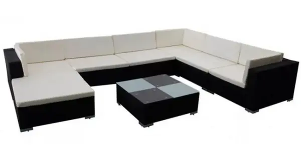 Set mobilier de gradina din poliratan 24 piese Negru