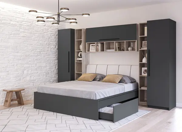 Set Mobilier Dormitor Complet Gri Novo - Configuratia 6