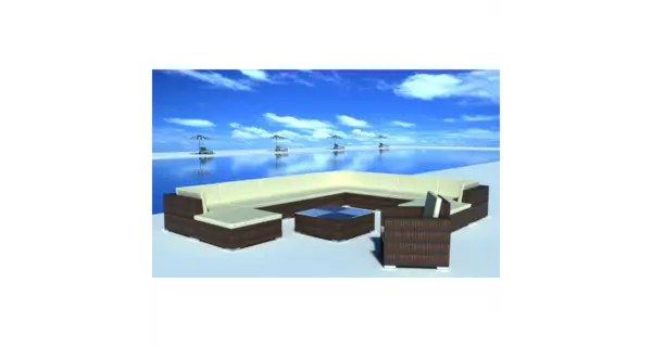 Set mobilier gradina din poliratan 35 buc. Maro